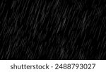 Texture of rain and fog on a black background overlay effect. Freeze motion of white particles on black background. rain on black isolated background