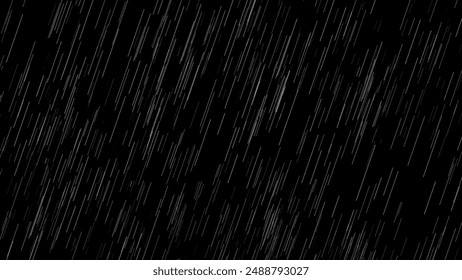 Texture of rain and fog on a black background overlay effect. Freeze motion of white particles on black background. rain on black isolated background