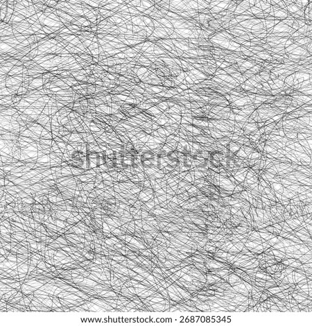 Texture of scribbles and chaotic strokes drawn with a pen. A black and white image of a messy, chaotic surface with lines and shapes. Seamless pattern for sketches