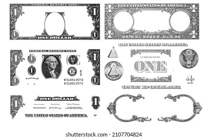 Textured 1 US Dollar Banknote. Elements For Design Purpose