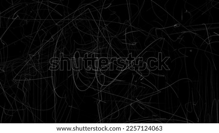 Textured background of white thin lines on black. Scratches on the old video, retro effect, scuffs. Design for vintage videos, nostalgia, memories, old photos. Stock illustration