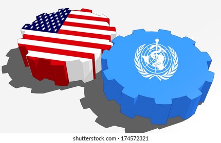 Textured Gears Usa And World Health Organization Flag