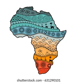 Textured Vector Map Africa Handdrawn Ethno Stock Vector (Royalty Free ...