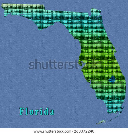 textured map florida blues greens florida stock illustration