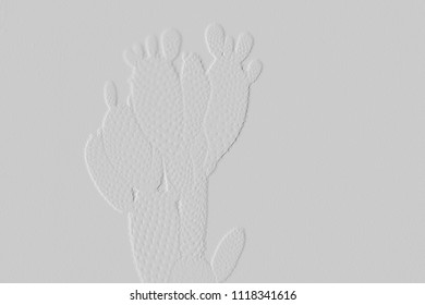 Textures Of Embossed Cactus On Background Grey