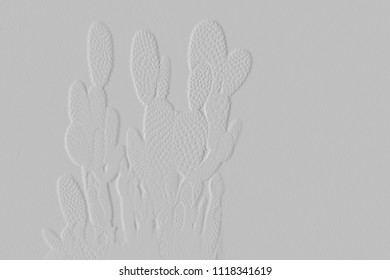 Textures Of Embossed Cactus On Background Grey