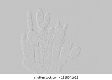 Textures Of Embossed Cactus On Background Grey