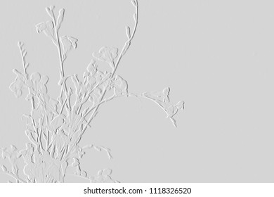 Textures Of Embossed Flowers On Background Grey