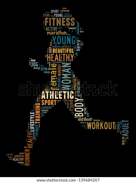 Textword Cloudword Collage Composed Shape Woman Stock Illustration ...