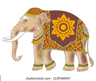 Thai Elephant Drawingtraditional Style Thailand Stock Illustration ...