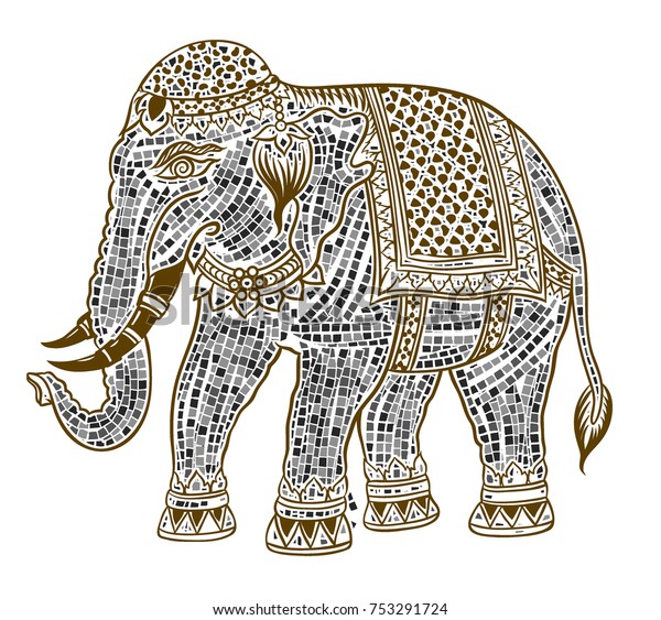 Thai Elephant Painting Thailand Art Culture Stock Illustration 753291724   Thai Elephant Painting Thailand Art 600w 753291724 