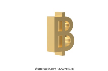 Thailand Baht Currency symbol of Thailand in golden - 3d rendering, 3d Illustration