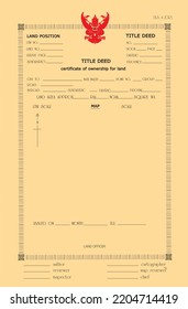 Thailand Certificate Of Land Ownership, Thailand Of Title Deed , Chanod