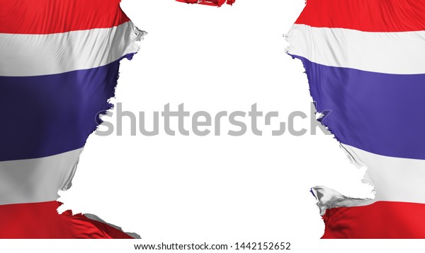Thailand flag ripped apart, white background,\
3d rendering