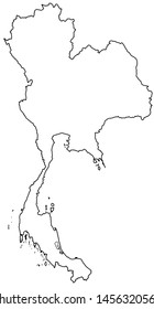 Thailand Map Black Outline White Background