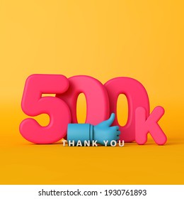 Thank you 500 thousand followers. social media banner. 3D Rendering