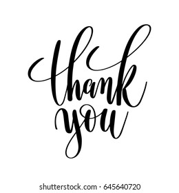 Thank You Black White Hand Lettering Stock Illustration 645640720 ...