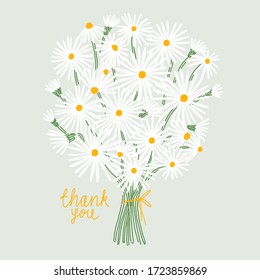 Thank you card with bouquet of daisies illustration - Powered by Shutterstock