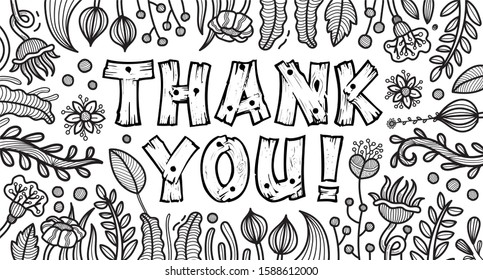 Thank You Card Doodle Art Background Stock Illustration 1588612000 