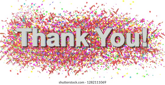 Thank You Carnival Party Confeti Decoration Background Multi Colors - 3d Rendering