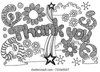 Thank You Coloring Page Adults Children Stock Illustration 715569037