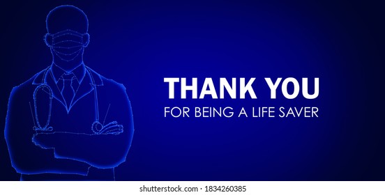 Thank you doctors and nurses for being a life saver in coronavirus pandemic. Poster illustration - Powered by Shutterstock