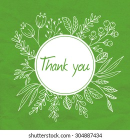 Thank You Floral Frame Hand Drawn Stock Illustration 304887434