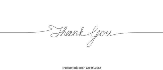 Thank You Handwritten Inscription. Hand Drawn Lettering. Calligraphy. One Line Drawing Of Phrase. 