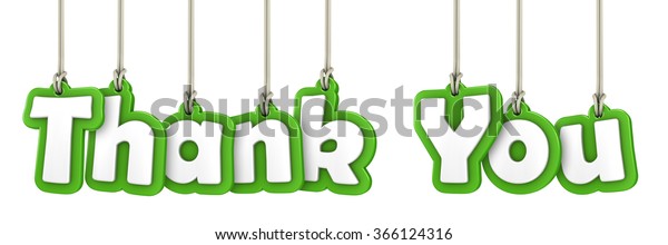 Thank You Hanging Letters On White Stock Illustration 366124316