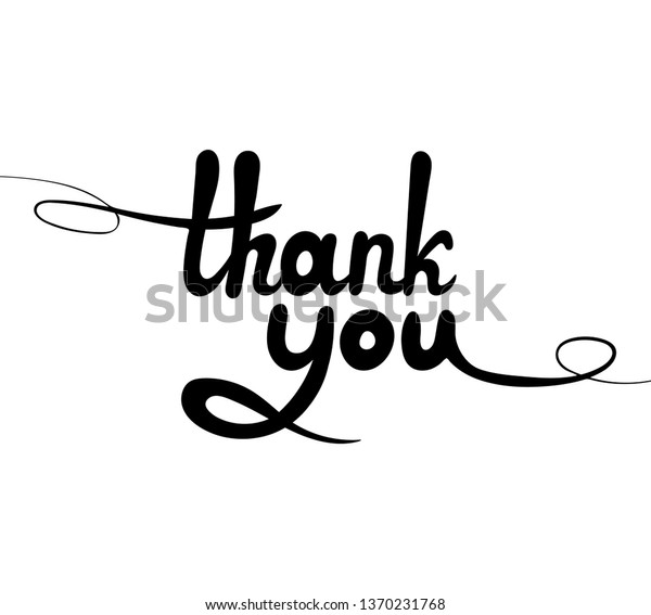 Thank You Lettering Black Linear Calligraphic Stock Illustration ...