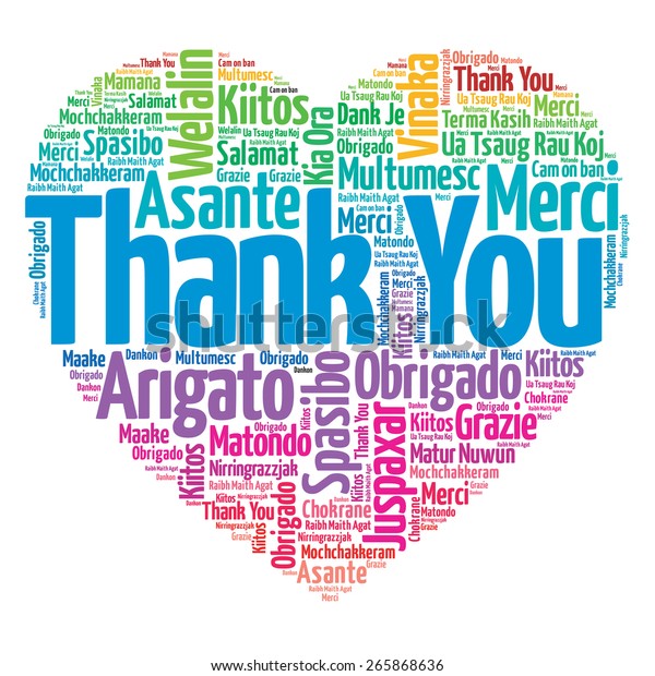 Thank You Many Languages Love Heart Stock Illustration 265868636