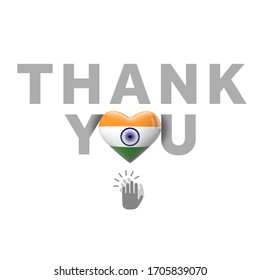 Thank You Message India Flag Heart Stock Illustration 1705839070