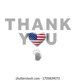 Thank You Message With USA Flag Heart. 3D Render