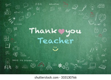 Thank You Teacher Doodle On Green Stock Illustration 333130766 ...