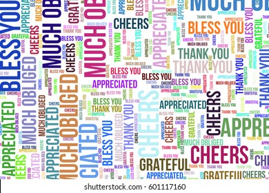 Thank You, word cloud for web page, graphic design, catalog, wallpaper or background.
