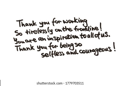 Thank You Working Tirelessly On Frontline Stock Illustration 1779703511 