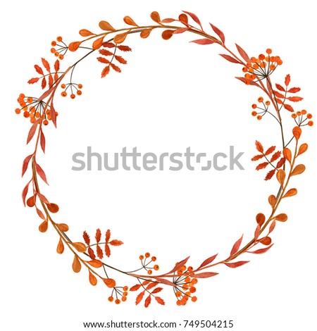 Thanksgiving Card Blank Template With Autumn Branches And Berries Wreath Hand Painted With Watercolors Thanksgiving Card Blank Template With Autumn Branches And Berries Wreath Hand Painted With Watercolors
