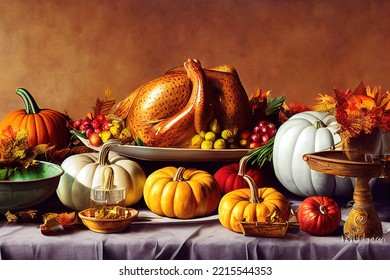 Thanksgiving dinner still life , 3D illustration - Powered by Shutterstock