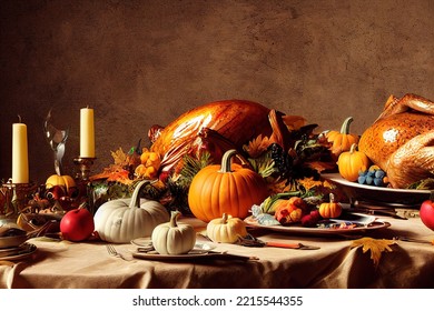 Thanksgiving dinner still life , 3D illustration - Powered by Shutterstock