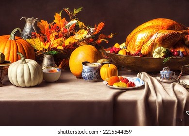 Thanksgiving dinner still life , 3D illustration - Powered by Shutterstock