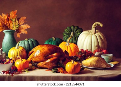 Thanksgiving dinner still life , 3D illustration - Powered by Shutterstock