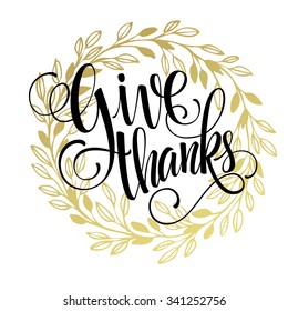 Thanksgiving - Gold Glittering Lettering Design. Illustration