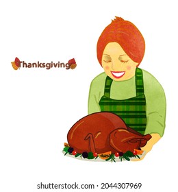 Thanksgiving 
Illustration Of Mom Carrying Turkey