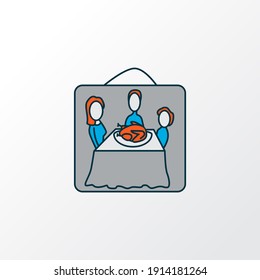 Thanksgiving Photo Icon Colored Line Symbol. Premium Quality Isolated Family Picture Element In Trendy Style.