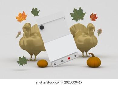 Thanksgiving Social Media V.1 With Grey Background 3D Rendering