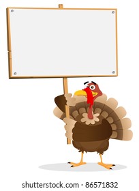 Thanksgiving Turkey Sign/ Illustration of a turkey holding menu for thanksgiving holidays
