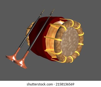 THAVIL AND NADASWARAM SOUTH INDIAN MUSIC 3D ILLUSTRATION A Barrel-shaped Percussion Instrument From Tamil Nadu