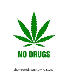 THC Logo With Green Cannabis No Drugs Warning