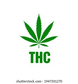 THC Logo With Green Cannabis No Drugs Warning