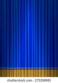 Theater Blue Gold Curtain Vertical Illustration.